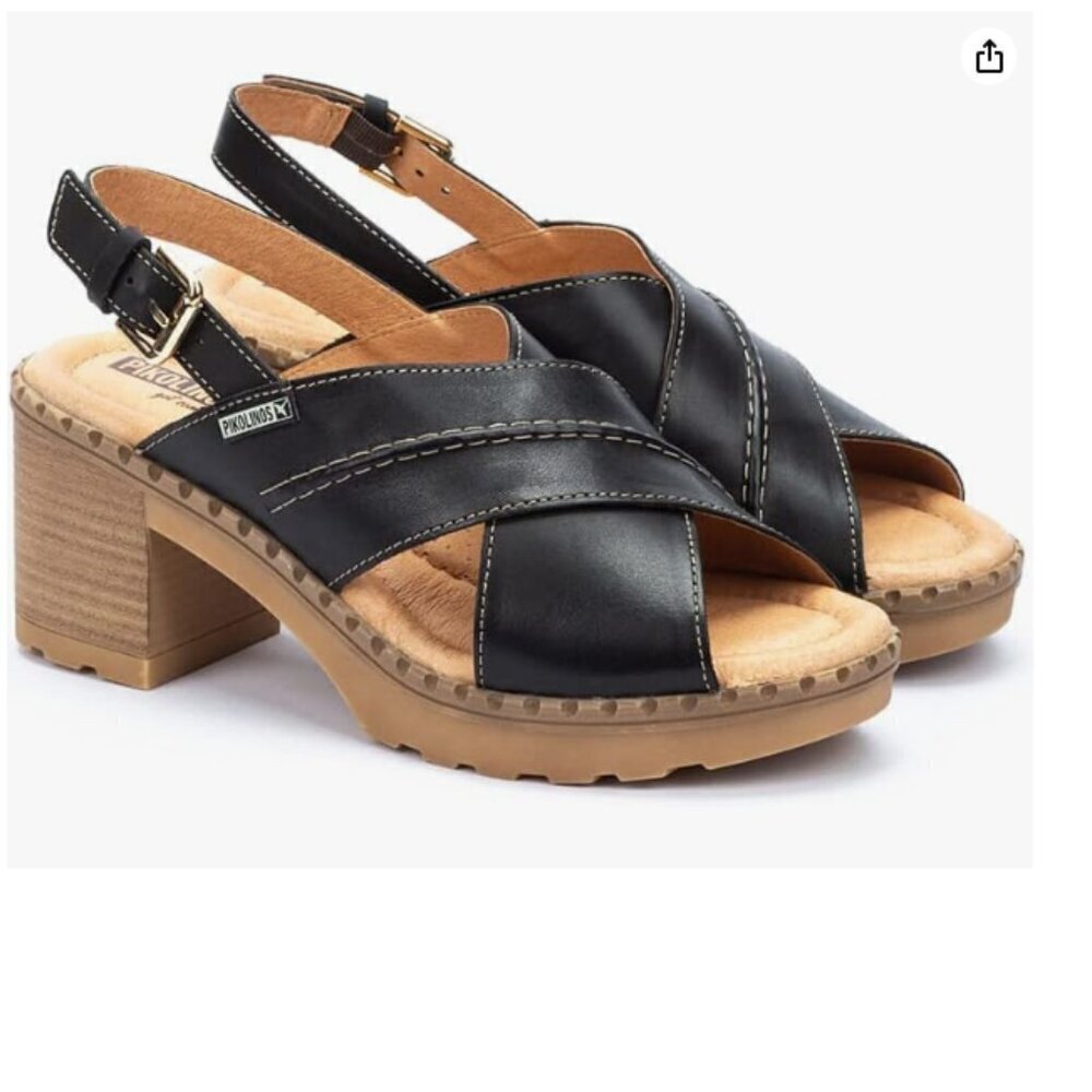 Pikolinos Canarias Chunky Block Heel Leather Cushioned Sandals Size 42 US 11